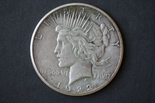 1922 - S Peace 90% Silver Circulated Dollar 5 photo