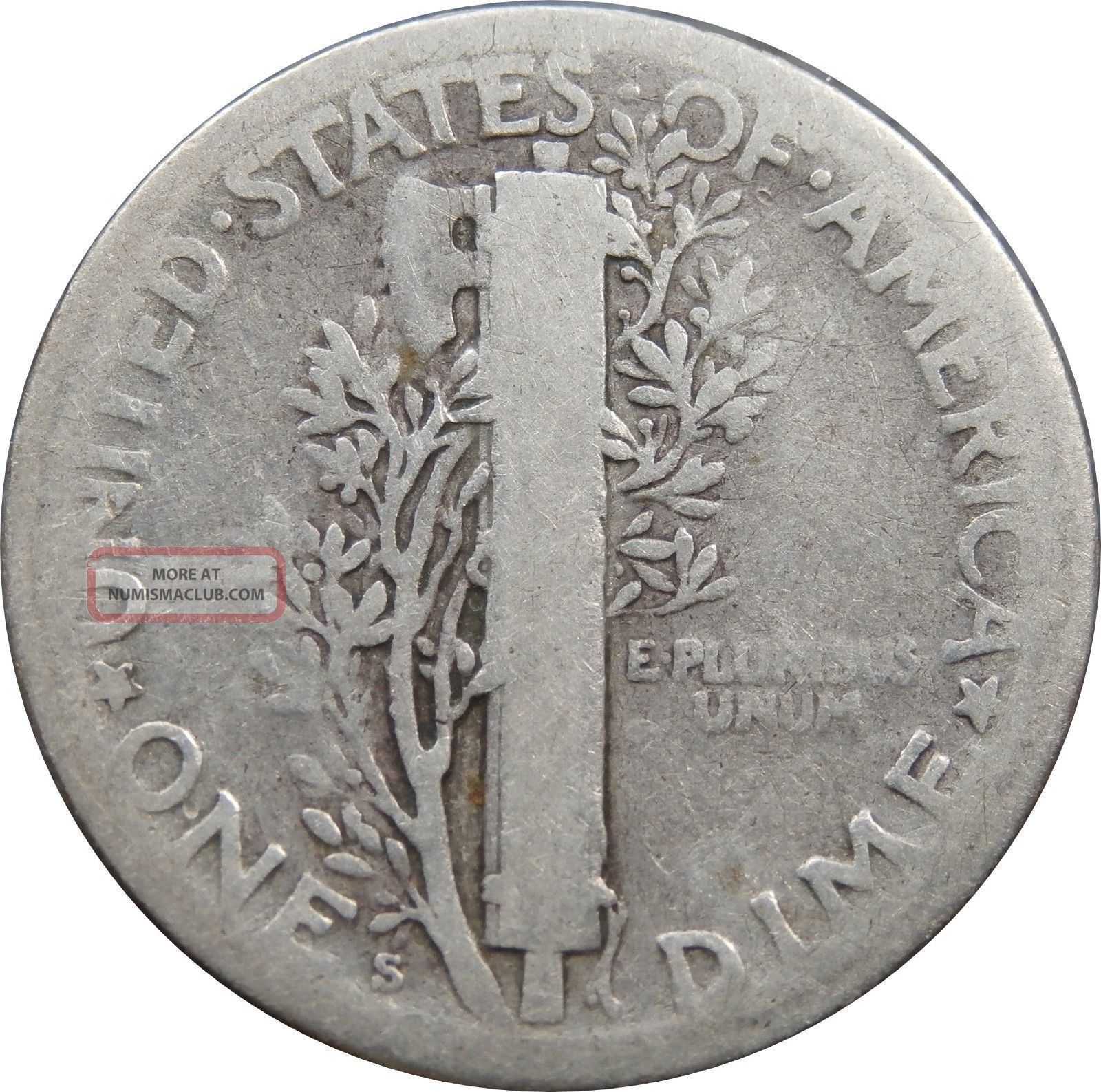 1926 S Mercury Silver Dime Coin