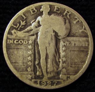 1927 S Standing Liberty Quarter…key Date…appealing W/ Full Rims…nr photo