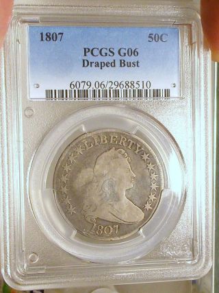 1807 Pcgs G06 Draped Bust Silver Half Dollar Type Coin Attractive photo