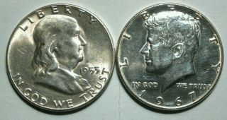 1953 Proof Franklin Half Dollar & 1967 Kennedy Half Dollar photo