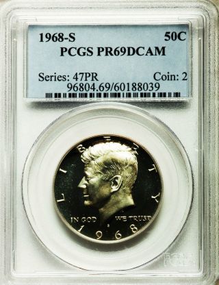 1968 - S Pcgs Pr69 Dcam Deep Cameo Proof Kennedy Silver Half Dollar Gem Bu Pf69 photo