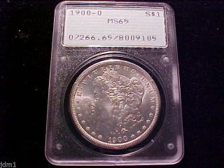 1900 - O Morgan Silver Dollar $1 Ogh Rattler Holder Outstanding Pcgs Ms65 65 M105 photo