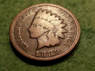 1889 Indian Head Cent - Low Mintage,  Good Date & Details,  Tone photo