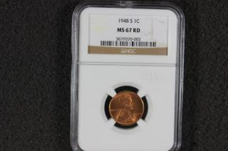 1948 S Lincoln Cent Ms67 Red Graded By Ngc photo