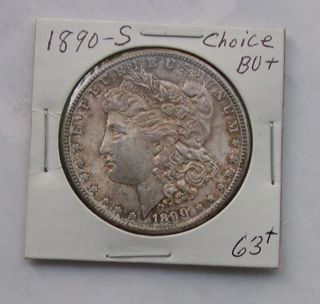 1890 - S Morgan Silver Dollar Choice Bu++ Better Date photo