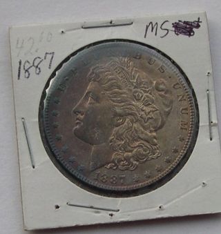 1887 Morgan Silver Dollar Very Choice Brilliant Uncirculated Toning photo