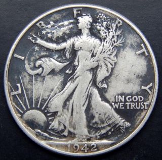 1942 50c Walking Liberty Half Dollar A Coin photo