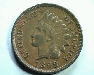 1898 Indian Cent Penny Choice About Uncirculated+ Ch.  Au+ Coin photo
