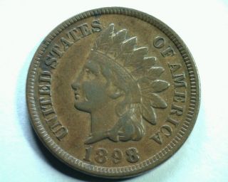 1898 Indian Cent Penny Choice About Uncirculated Ch.  Au Coin photo