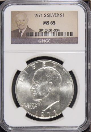 1971 S Silver Eisenhower $1 Ngc Ms 65 photo