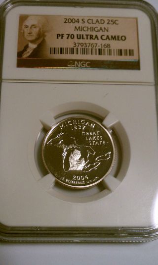 2004 S Michigan State Proof Quarter Ngc Graded Pf 70 Ultra Cameo photo