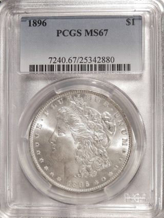 1896 $1 Pcgs Ms - 67 High - Grade Morgan Dollar photo