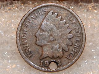 1903 1c Bn Indian Cent. .  With A Hole In It. . photo
