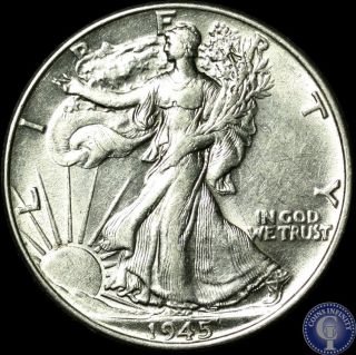 1945 P Uncirculated Silver Walking Liberty Half Dollar 879 photo