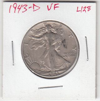 1943 - D Walking Liberty Half Dollar - Vf - Us 90% Silver Coin - L128 photo