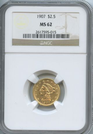 1907 $2.  50 Gold Liberty Head - Ngc Ms62 photo