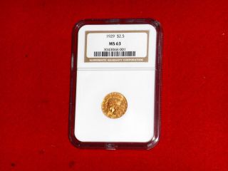 1929 $2.  50 Gold Indian Head - Ngc Ms63 photo