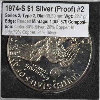 1974 - S 1$ Eisenhower Silver Dollar Inventory Uncirc Bright Proof Inv 02 photo