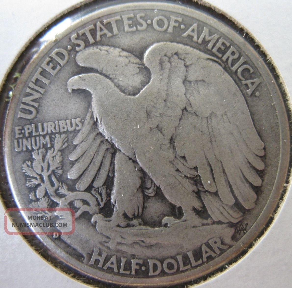 1943 D Walking Liberty Silver Half Dollar Coin.