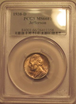 1938 - D Bu Jefferson Nickel (graded Ms66fs By Pcgs) photo