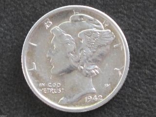 1942 - S Mercury Dime 90% Silver U.  S.  Coin D6134 photo