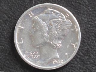 1942 - S Mercury Dime 90% Silver U.  S.  Coin D6114 photo