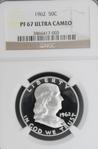 1962 Ngc Franklin Pf 67 Ultra Cameo.  Black And White 1 Of 592. photo