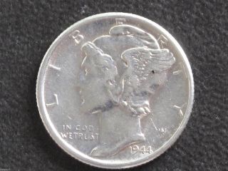 1944 - S Mercury Dime 90% Silver U.  S.  Coin D6117 photo