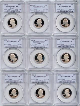 17 Different Pcgs Pr69dcam Quarters From 1977 To 1998 photo