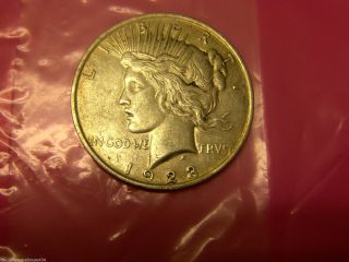 1923 P Silver Peace Dollar No Mark Closed 3&2 Au Bu 99 Nr Look photo