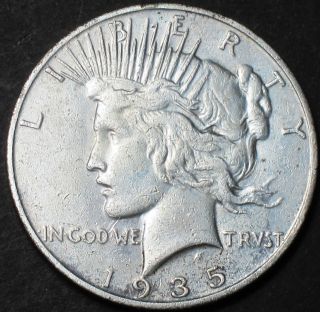1935 - S Peace Silver Dollar About Uncirculated San Francisco Au+ Coin Key Date photo