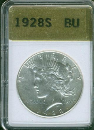1928 - S Peace Silver Dollar Uncirculated Choice Bu+ Policy photo