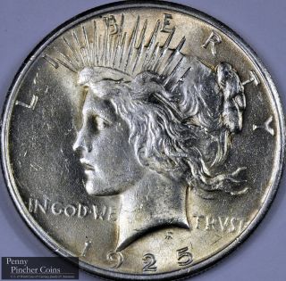 1925 Peace Dollar Unc Blazing White Lustrous Uncirculated Silver Dollar photo