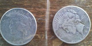 1922 - S & 1923 - S Peace Silver Dollars photo