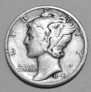 1943 - D Mercury Dime - 90% Silver Us - Business Circulated - Denver photo
