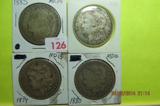Morgan Silver Dollar 1879,  1880,  1885,  And 1921 Group Bb photo