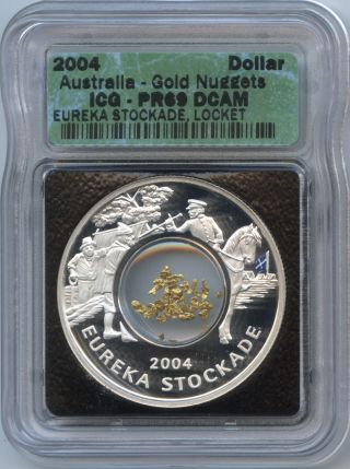 Proof 2004 Australia $1 - Gold Nuggets / Eureka Stockade Locket / Icg Pr69 Dcam photo