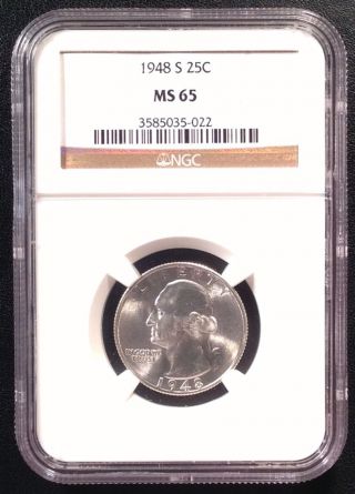 1948 - S Washington Quarter Dollar Ngc Ms65  Q - 199 photo