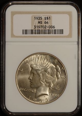 1935 $1 Peace Silver Dollar Ngc Ms64 photo