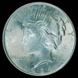 1924 Peace Dollar In Choice Bu Great Coin Flashy photo