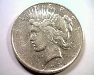 1927 - D Peace Silver Dollar Extra Fine / About Uncirculated Xf/au Ef/au Bobs Coin photo