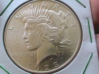 1923 Silver Peace Dollar Unc Cartwheel Lustre Priced To Move photo