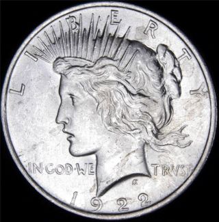 1922 Peace Dollar,  Au,  90% Silver, photo