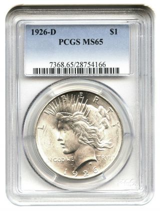 1926 - D $1 Pcgs Ms65 Peace Silver Dollars photo