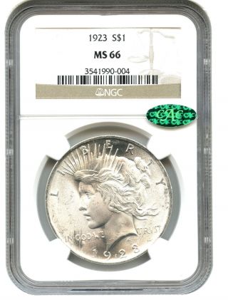 1923 $1 Ngc/cac Ms66 Peace Silver Dollars photo