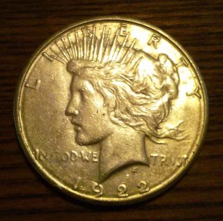 1922 Peace Silver Dollar,  Circulated,  Minted In San Francisco photo