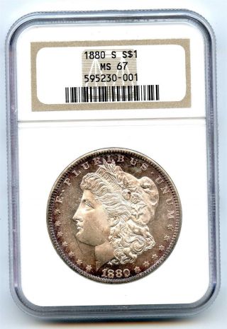 1880 S Ngc Ms67 Silver $1 Morgan Dollar photo