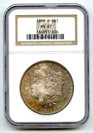 1899 O Ngc Ms67 Silver $1 Morgan Dollar Fabulous Toning photo