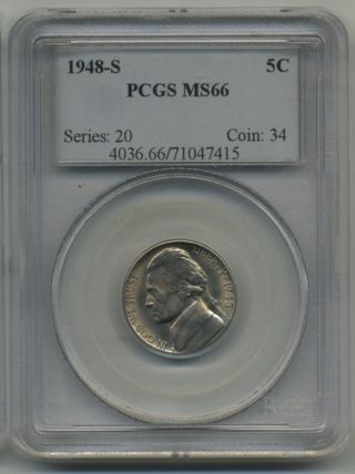 1948 S Jefferson Nickle Ms 66 Pcgs Old Generation Blue Holder photo